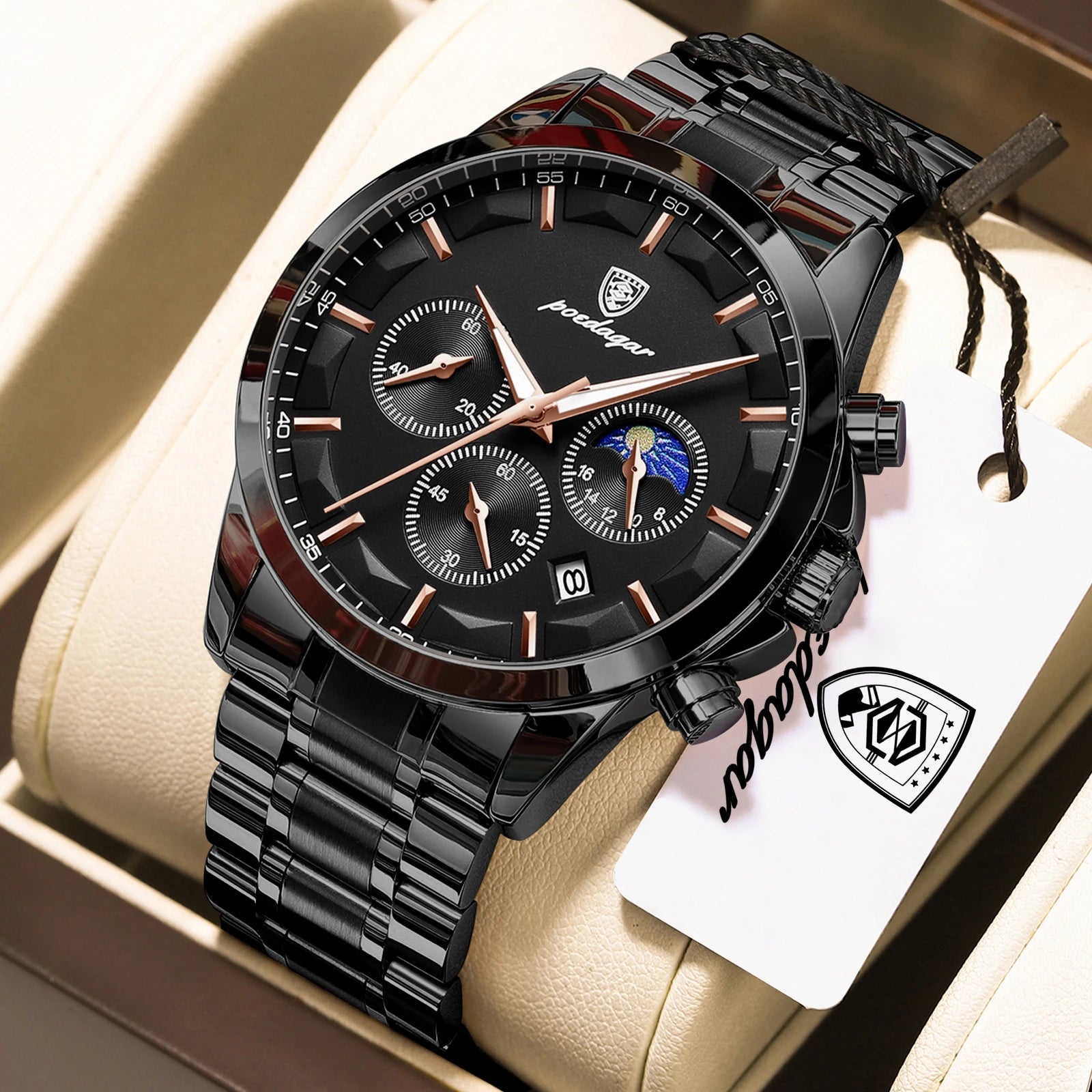 POEDAGAR 928 Men's Luxury Chronograph Watch | Luminous & Waterproof