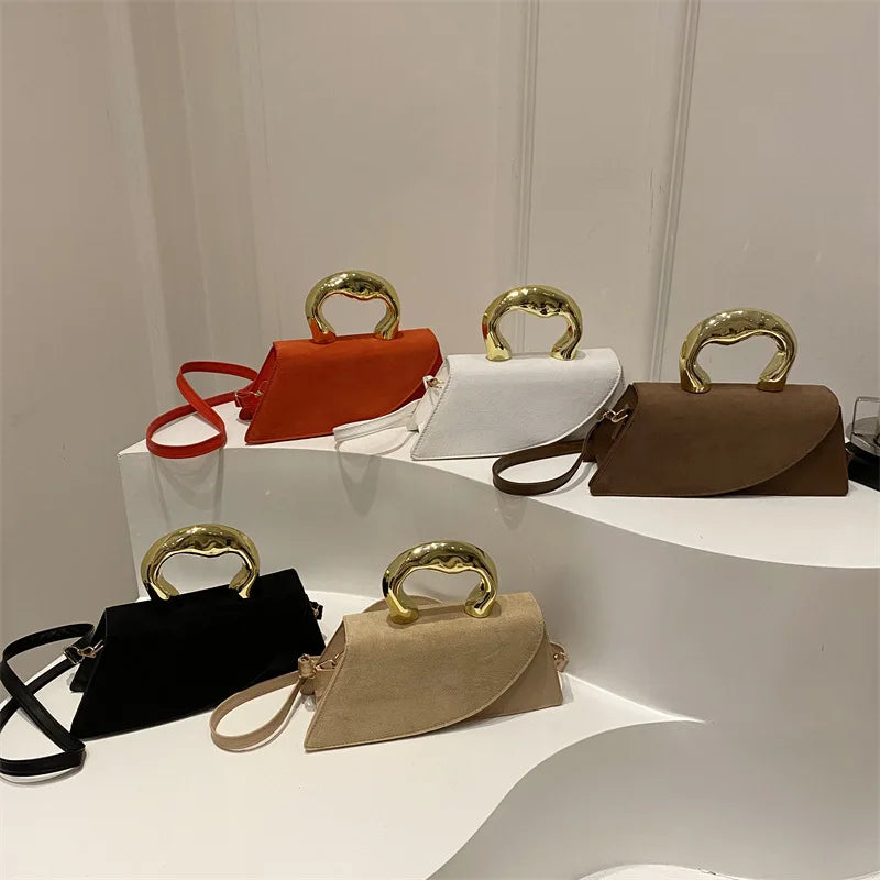 New Minimalist Design Shoulder Bag for Women Light Luxury Large Capacity Casual Metal Hand-held Crossbody Bags Female Handbag