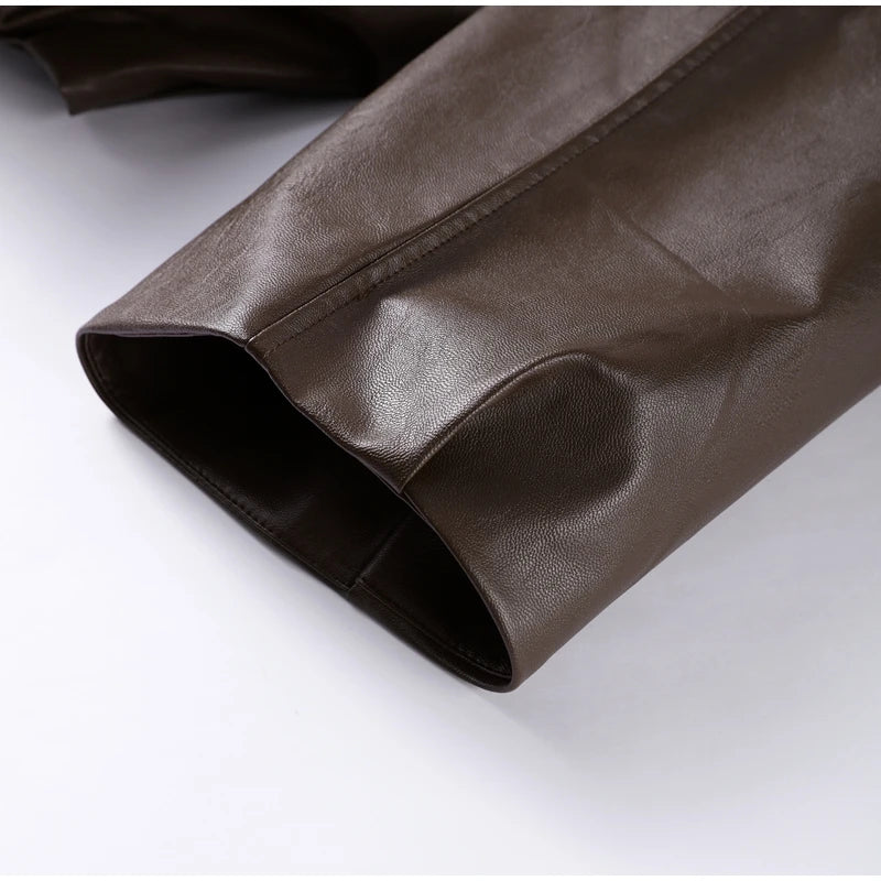 Chic Stand Collar Leather Jacket