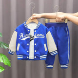 Boys' 3-Piece Autumn Letter Jacket & Striped Sweatpants Set
