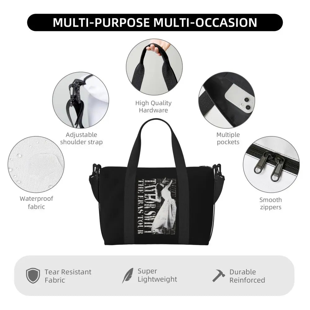 Custom The Eras Tour 1989 Taylor's Swift's American Pop Singer Tote Bag Women Large Capacity Beach Gym Travel Bags