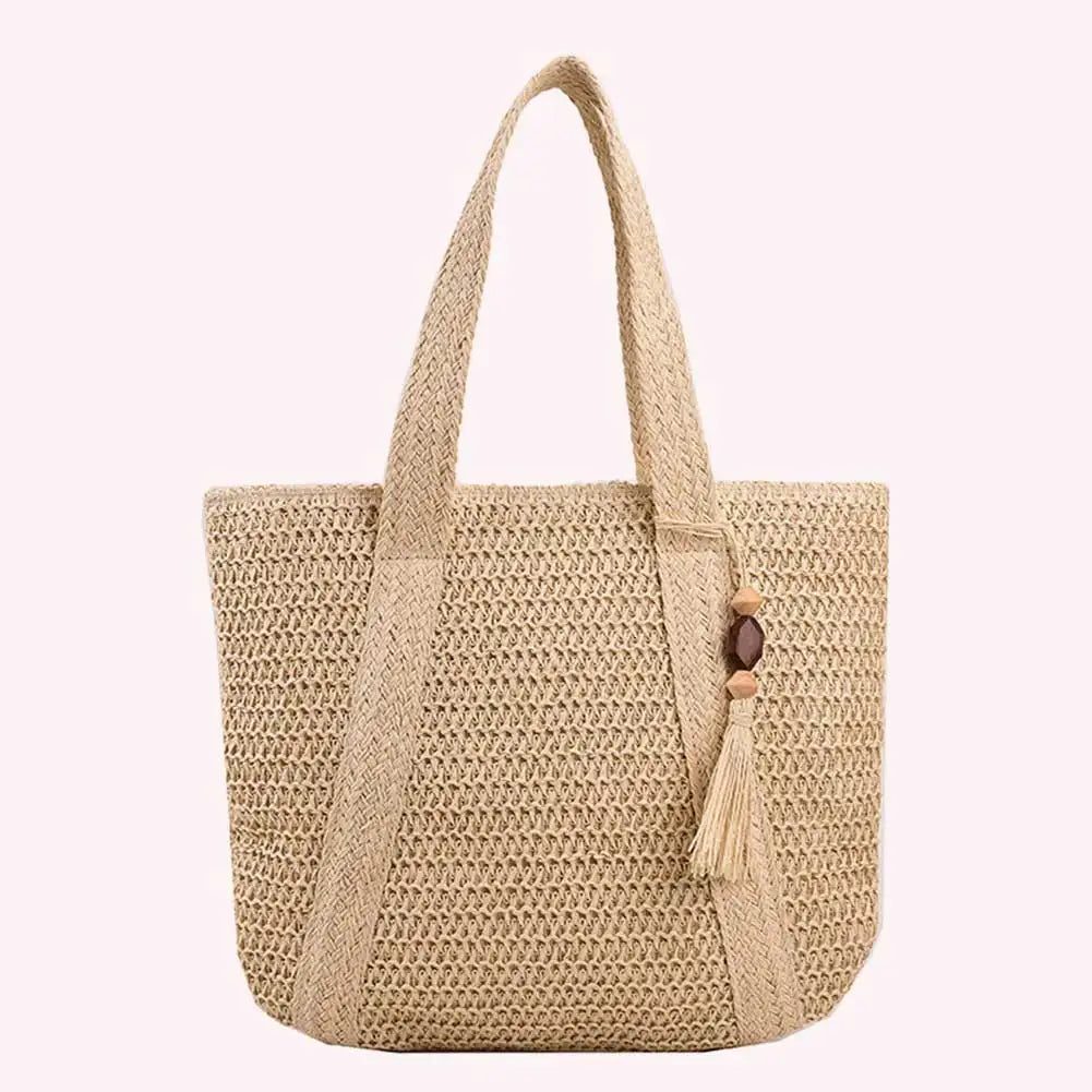 Woven Handbags Ladies Summer Woven Totes Bag with Tassel Women Shoulder Bag Large Capacity Fashion Straw Female Shopper Bag