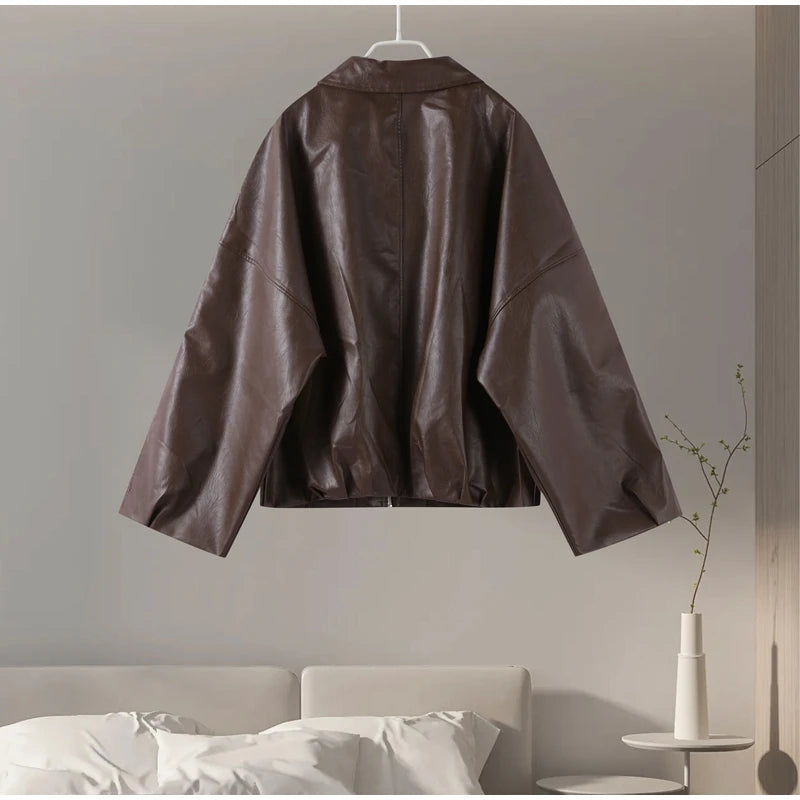 Chic Stand Collar Leather Jacket