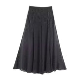 Polka Dot Printed Midi Skirts Two Piece Sets for Women 2025 Summer Chic Bow Tied Blouse Top Suits Woman 2 Piece Outfits