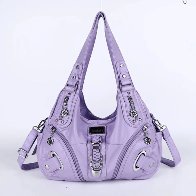 Angel kiss Women Handbags Fashion Shoulder Bag Large Black Tote Top-handle Shopping Pack Multiple Pockets Satchel Lady  Purse