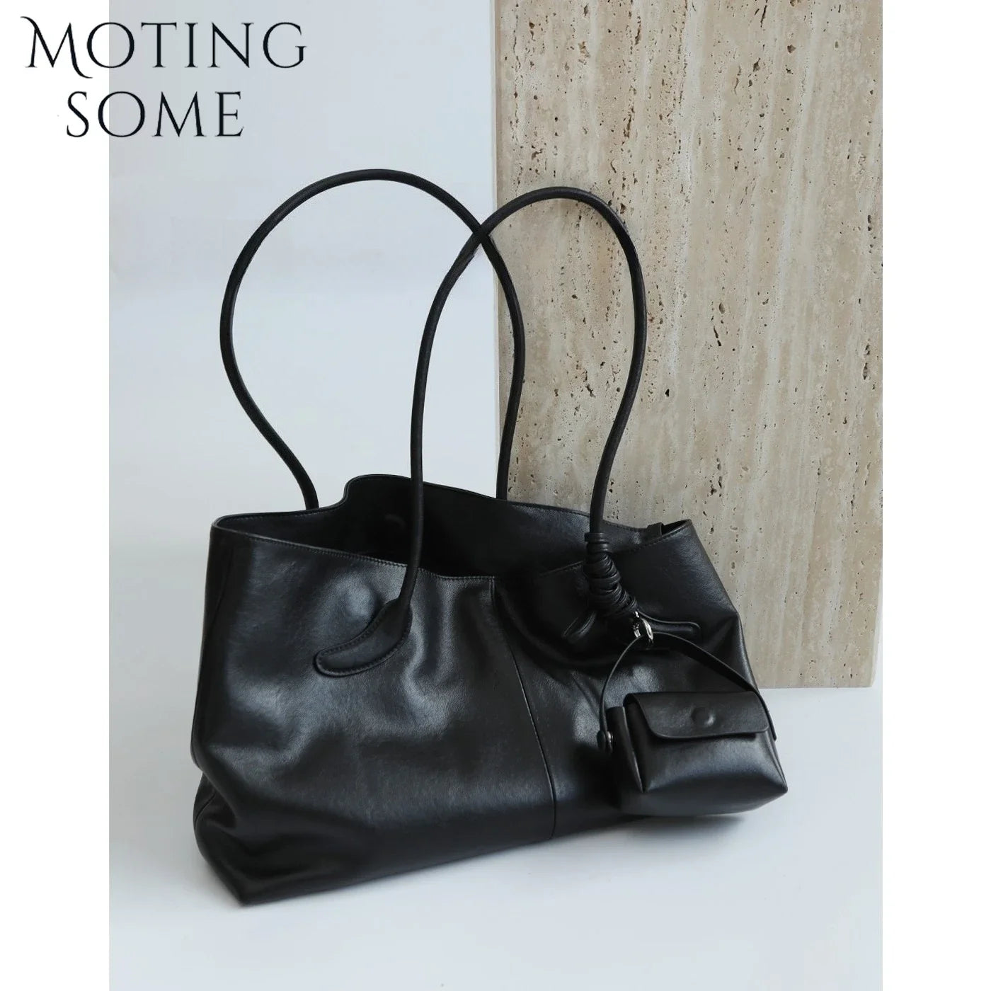 Motingsome Oversized Natural Leather Woman Bags 2025 New Fashion Handbag and Purses Large Capacity Commuter Bag Casual Tote