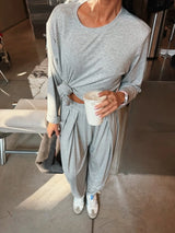 Hirsionsan Modal Soft Loose Sets Women 2026 Casual Two Pieces Long Sleeve T Shirts and High Waist Dresses Outfits Tracksuit