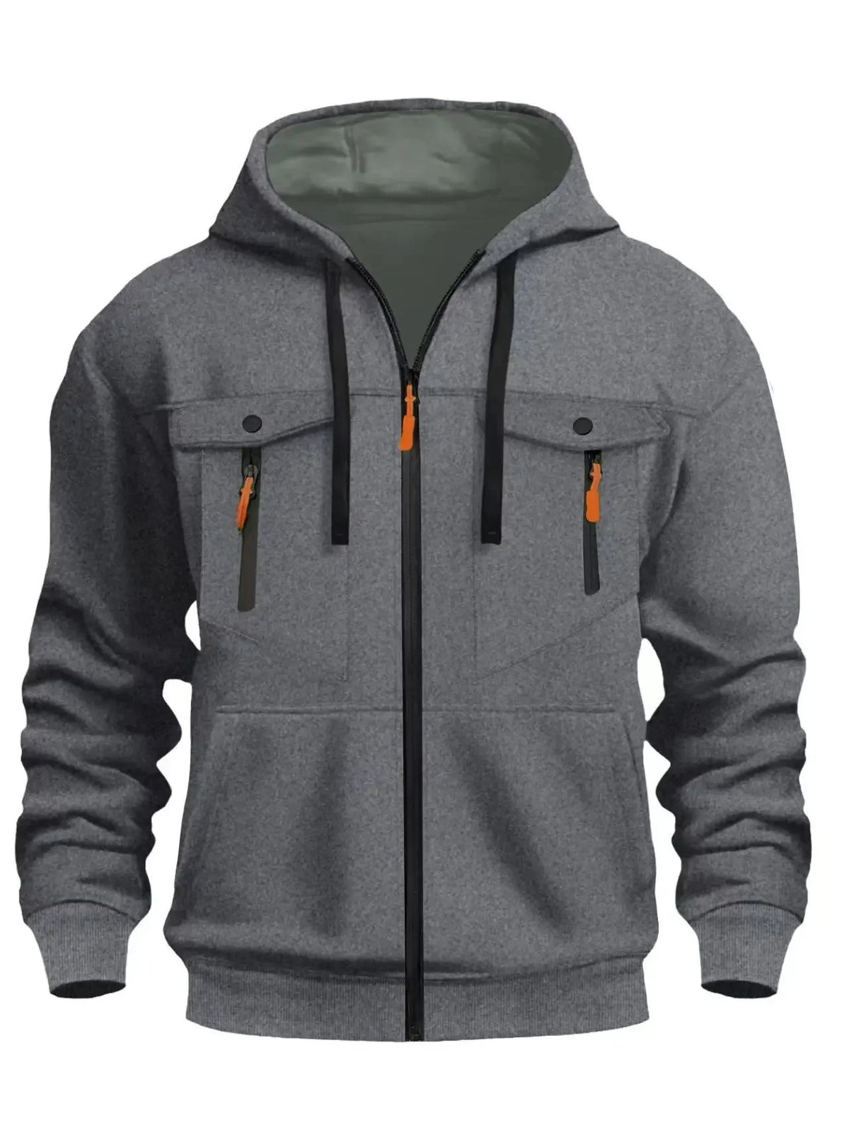 2026 Men's Casual Zipper Hoodie Fashionable Street Style Comfortable Loose Version Autumn/Winter Warm Hoodie Men's Clothing