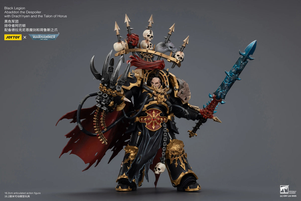 JOYTOY Warhammer 40k 1/18 Action Figures Black Legion Abaddon the Despoiler with Drach'nyen and the Talon of Horus