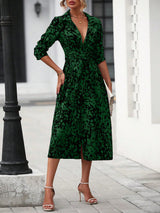 Elegant Print Belted Midi Dress