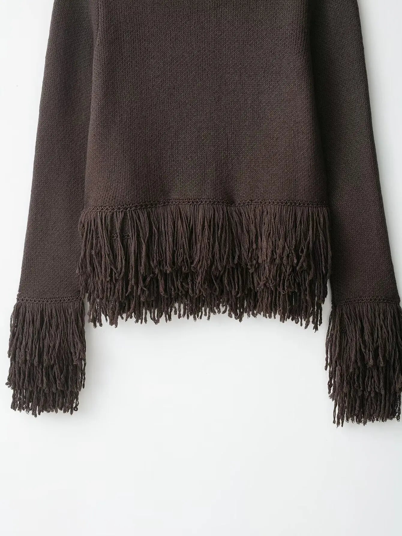 Vintage Tassel Knitted Cardigan – Elegant O-Neck Long Sleeve Sweater (USA Made)