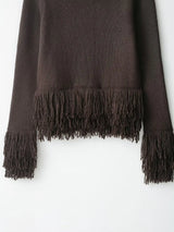 Vintage Tassel Knitted Cardigan – Elegant O-Neck Long Sleeve Sweater (USA Made)