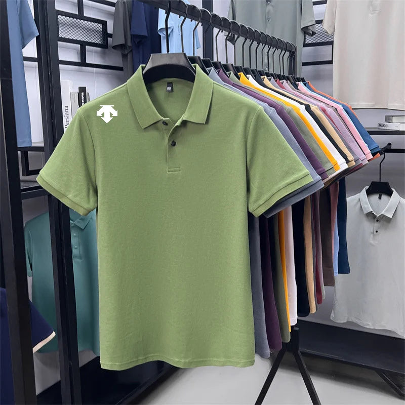 Men's Luxury Cotton Polo | Geometric Print Summer Shirt