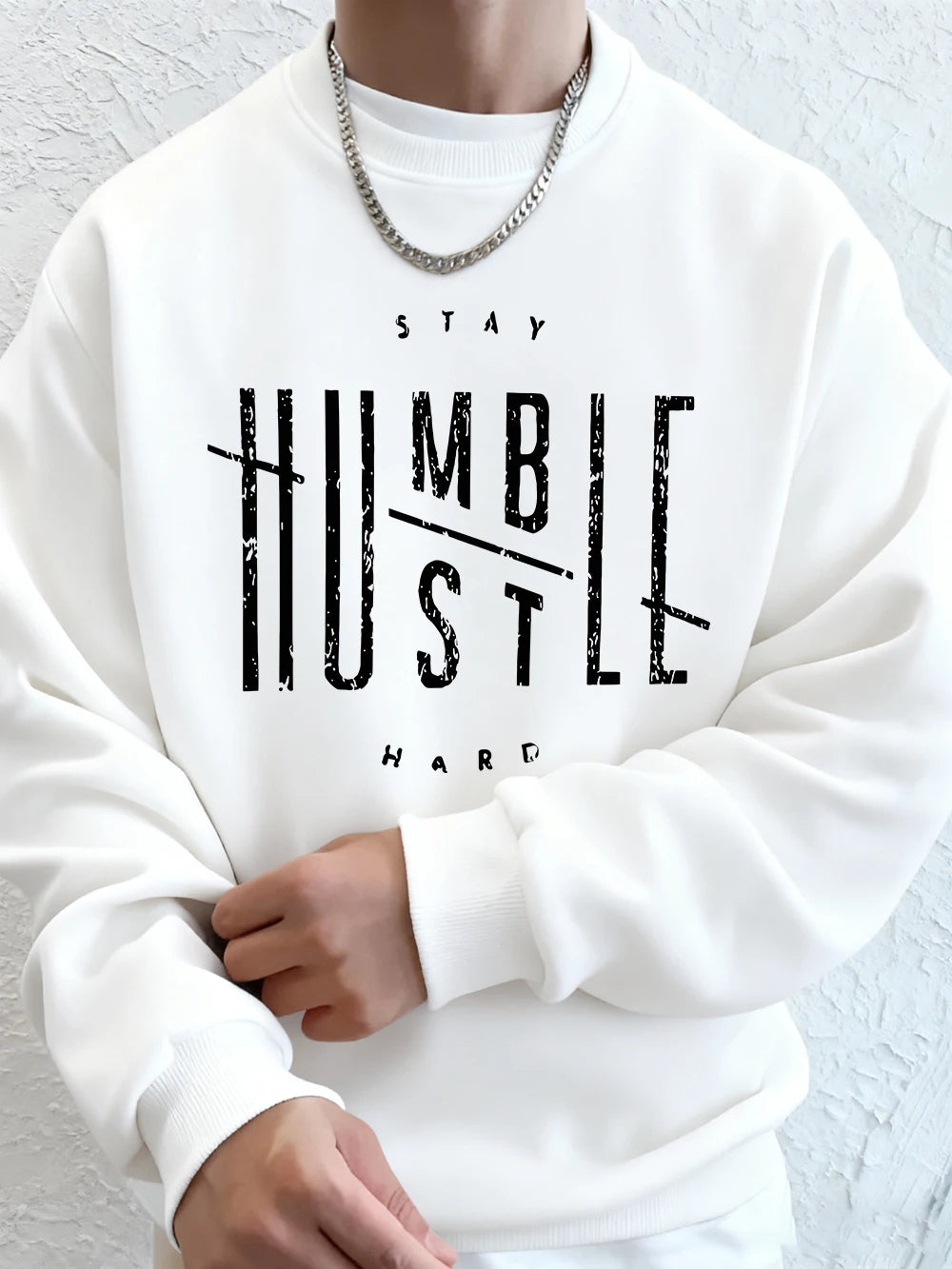 Stay Humble Hustle Hard Printing Mens Hoodie Autumn Fleece Warm Sweatshirts Casual Loose Crewneck Hooded Sports Male Clothes