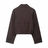 Classic Lapel Double-Breasted Short Trench