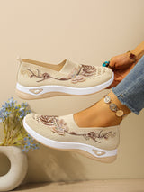 Comfort Women Closed Toe Mules Sandals Floral Embroidery Hollow Mesh Slip On Wedge Platform Lightweight Daily Walkin Lady Shoes