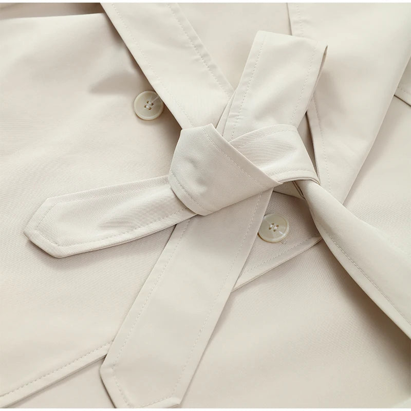 Elegant Lapel Lace-Up Overcoat