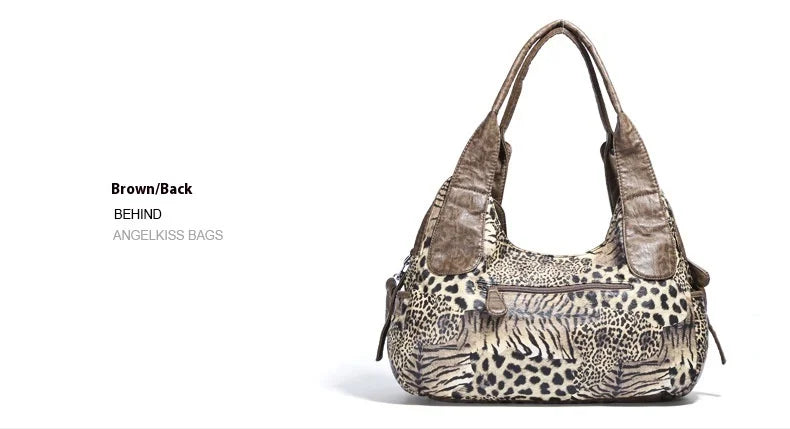 Women Handbags Leopard Bag Top-handle Handbag Fashion Satchel Dumpling Pack Shoulder Bag Tote Bag Hobos Large Purse