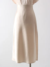 Women's Satin Midi Skirt – Elegant A-Line with Slit