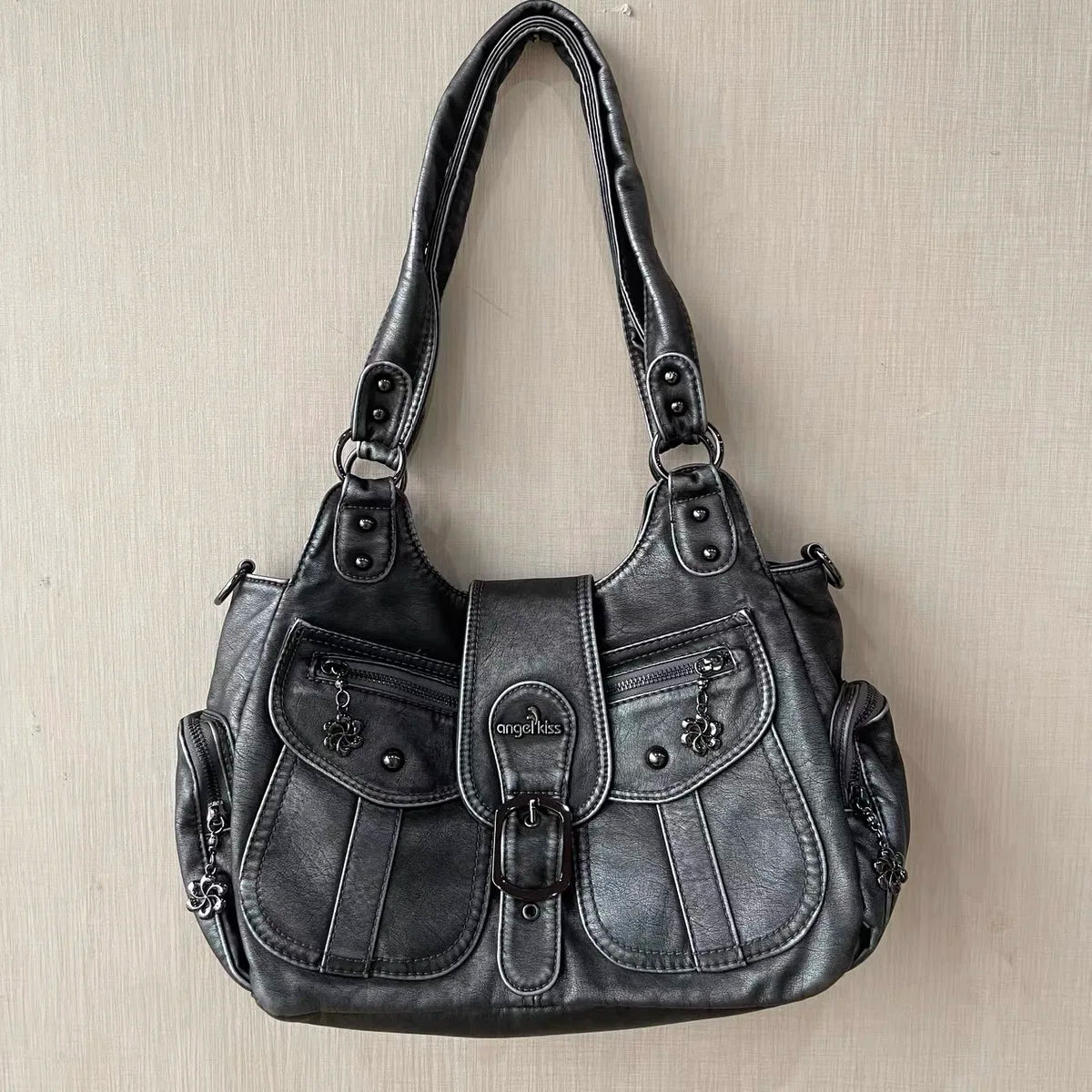 Vintage Women Handbags PU Shoulder Bag Satchel Top-handle Shoulder Bag Fashion Dumpling Pack Multi-pockets Shoulder Bags