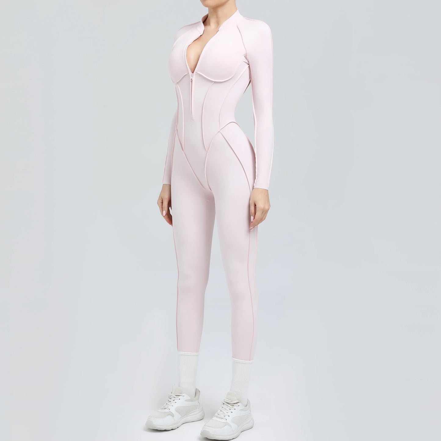 Long Sleeve Zip-Front Yoga Jumpsuit