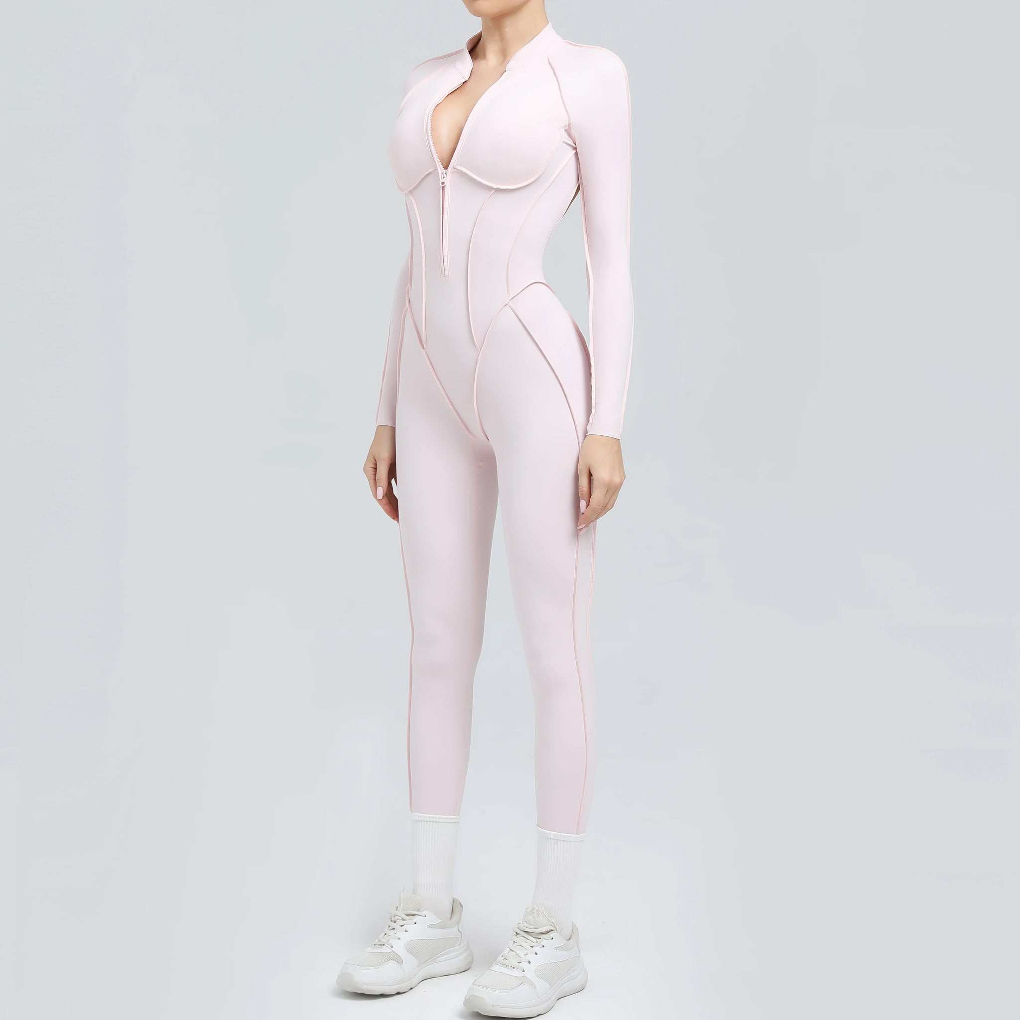 Long Sleeve Zip-Front Yoga Jumpsuit