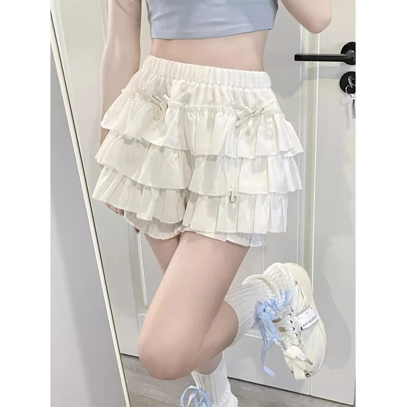 Bow & Ruffle High-Waist A-Line Mini Skirt