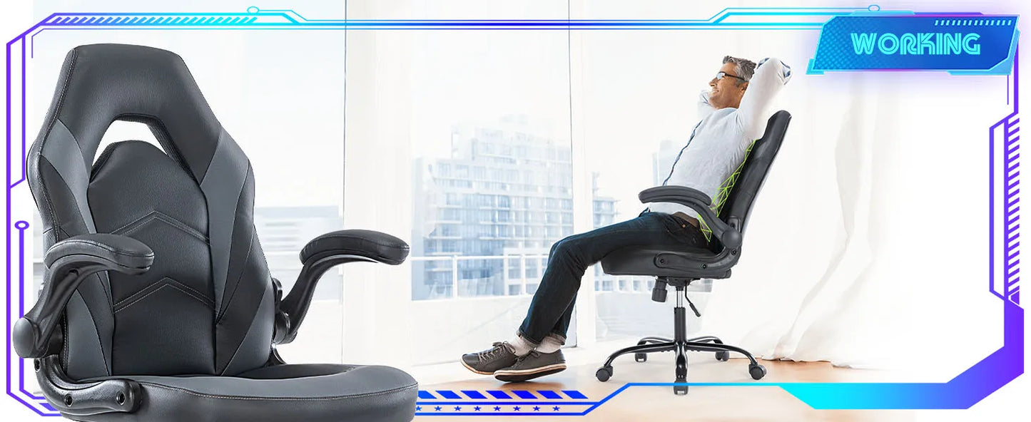 JHK Ergonomic Gaming & Office Chair with Flip Armrests