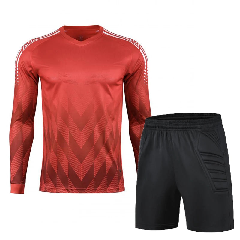 Custom Men Boys Girl Soccer Shirt Goalkeeper Uniform Long Sleeve Football Training Goalkeeper Top Soccer Jersey Pant Shorts Sets