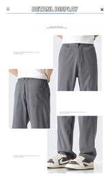 Coffee Ultra-thin Wide Pants Men Lyocell Fabric Breathable Soft Straight Casual Trousers Loose Simple Male Sweatpants