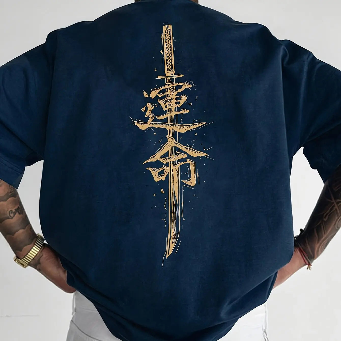 Men's Japanese Samurai Printed Pure Cotton T-Shirt