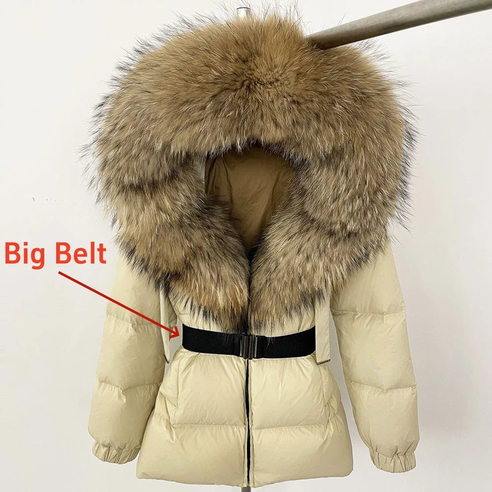 Real Fox Fur Hooded Duck Down Puffer