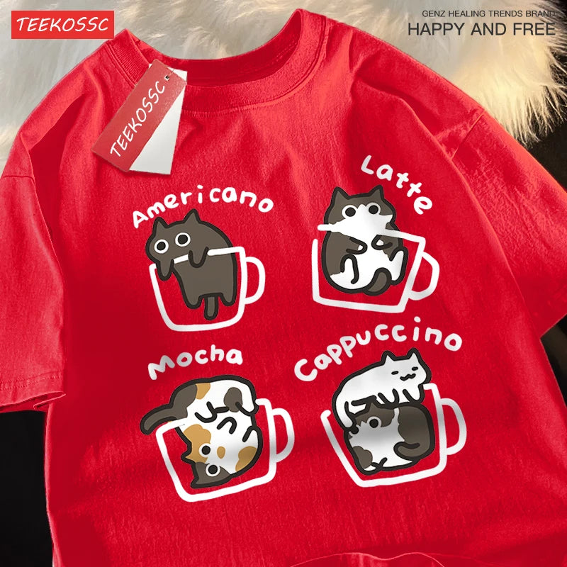 Mocha Latte Cat Graphic Tee