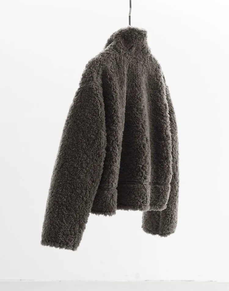 Teddy Style 100% Wool Coat~Women's Short Lazy Style Loose Jacket Autumn and Winter New Model 2025 Faux Fur