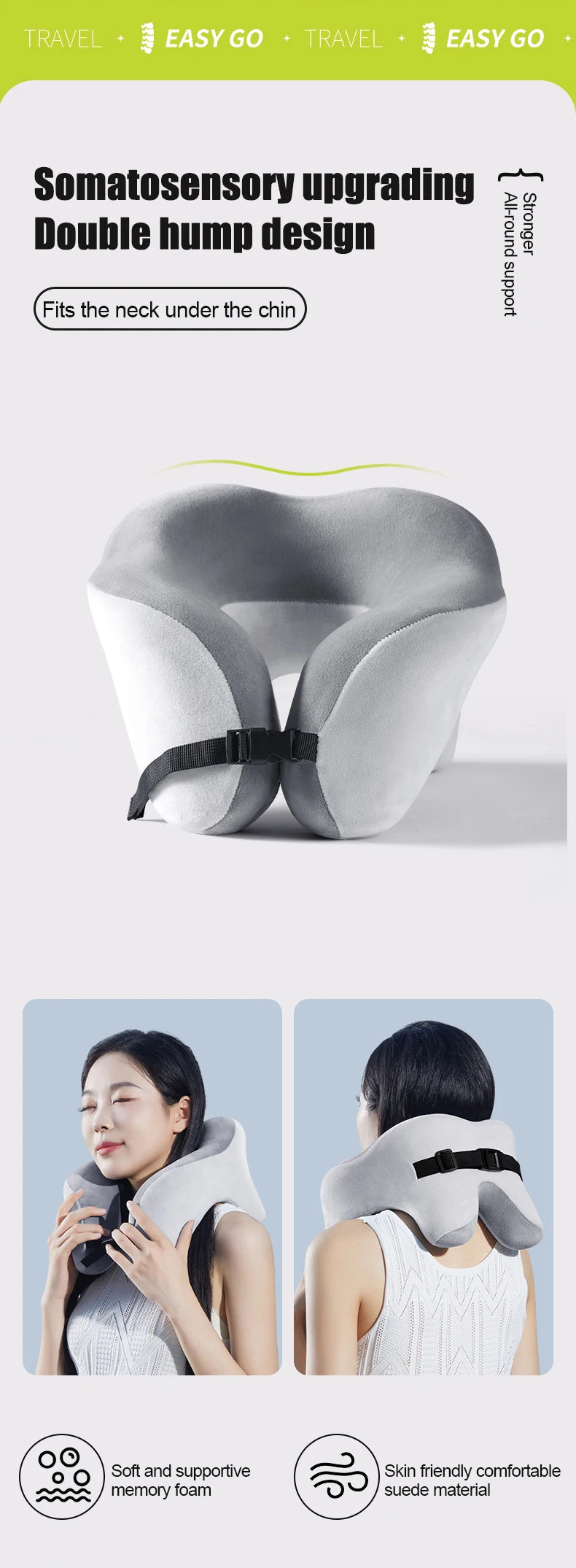 Memory Foam Travel Neck Pillow – Soft U-Shape Support