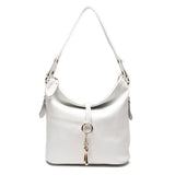 Zency Elegant Blue Women Shoulder Bag 100% Genuine Leather White Hobos Handbag Lady Messenger Purse Charm Lock Decoration Red