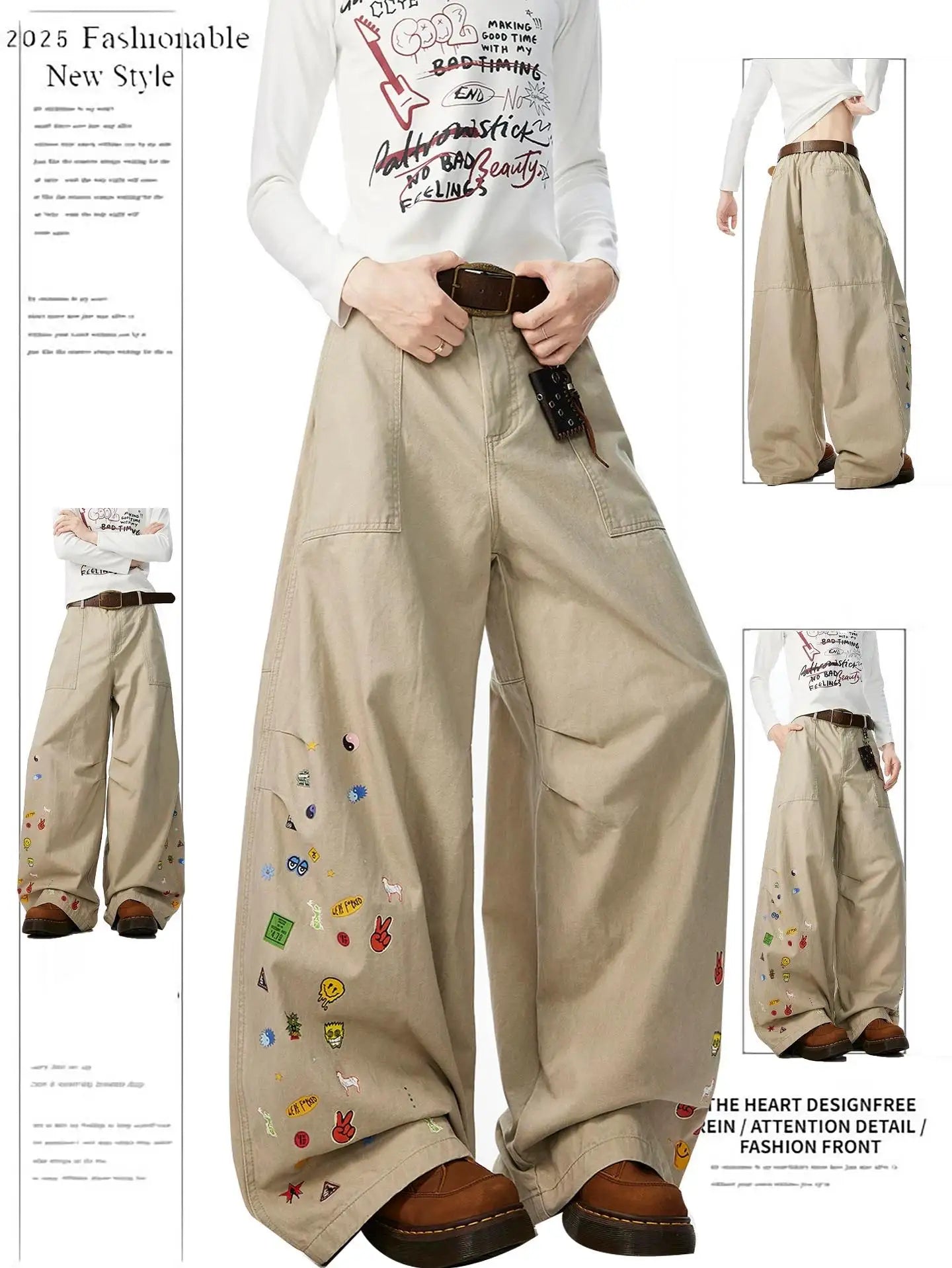 Y2K Baggy Cartoon Embroidery Jeans