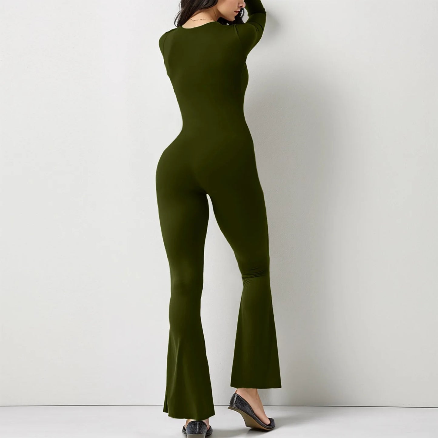 Wide-Leg Yoga Bodysuit | One-Piece Long Sleeve Gym Jumpsuit (S-2XL)