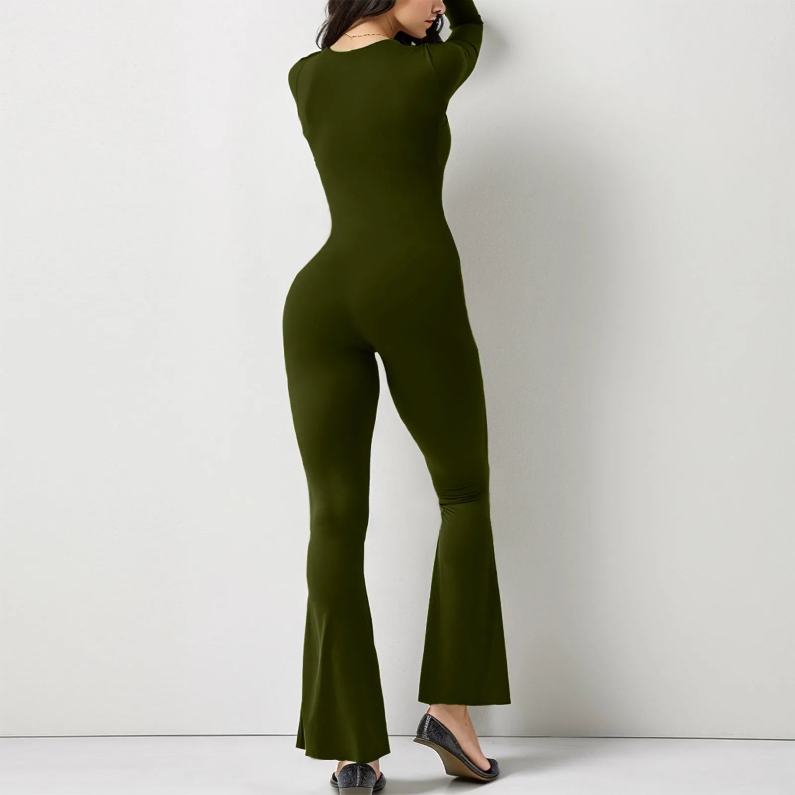 Wide-Leg Yoga Bodysuit | One-Piece Long Sleeve Gym Jumpsuit (S-2XL)