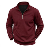Mens Zip Up Jumper Mock Neck Warm Fleece Daily Knit Top Plain Tone Long Sleeve Pullover Outer Garment Tees for Guys Street