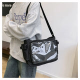Fashion Transparent Ita Bag Large Capacity College Style Shoulder Bag Canvas Jk Handbag Women Tote Bag College Style