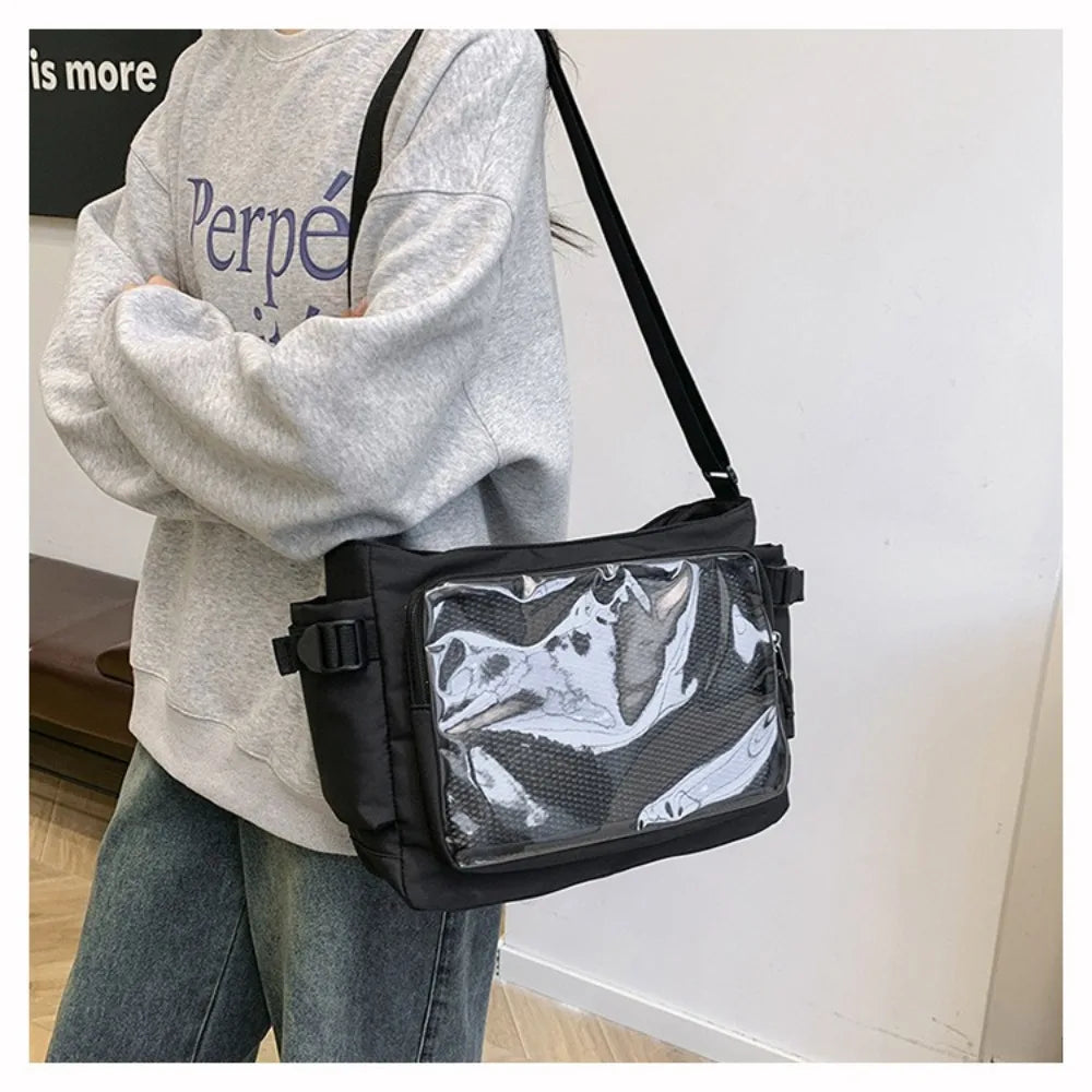 Fashion Transparent Ita Bag Large Capacity College Style Shoulder Bag Canvas Jk Handbag Women Tote Bag College Style