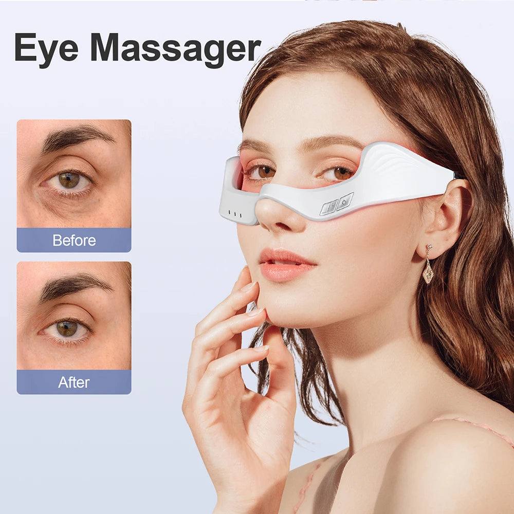 Electric Eye Massager Under-Eye Glasses Massager Eye Fatigue Relief Massager Red Light Relieves Eye Fatigue Eyes Massage Glasses