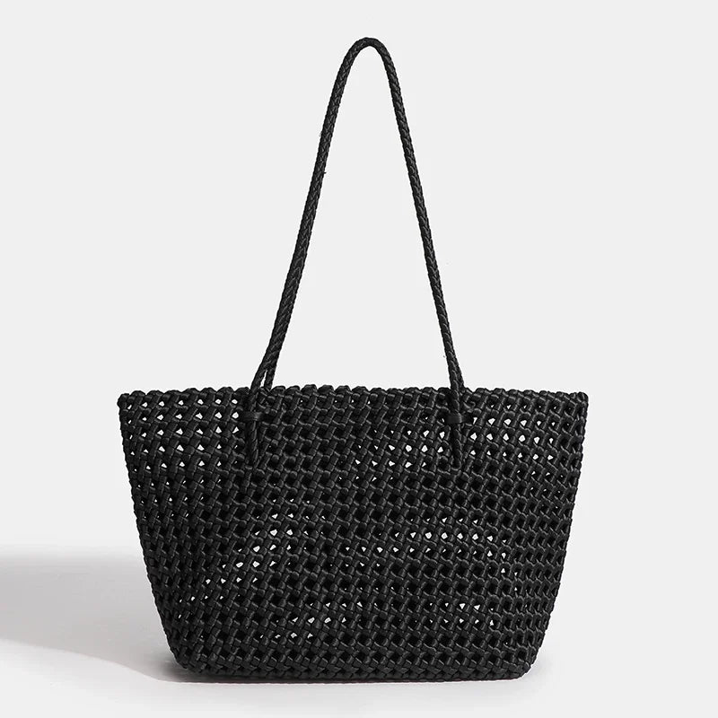 Nylon Bucket Bag Women Shoulder Strap Handbag Woven Tote Luxury Designer Medium Size