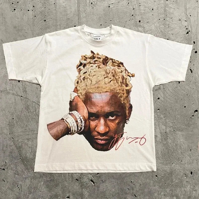 Hip Hop Celebrity Portrait Graphic Tee — Unisex Streetwear Cotton T-Shirt