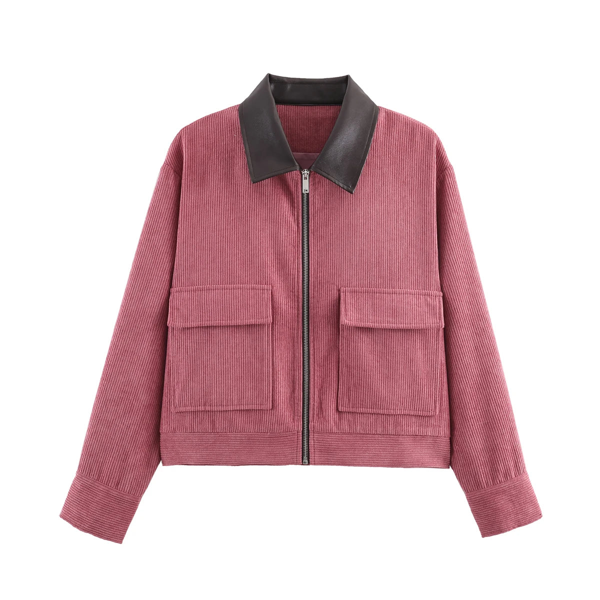 SLTNX Spring Pink Casual Jacket Women's Loose Fit Streetwear Front Zipper Pockets Lounge Wear Daily Outerwear