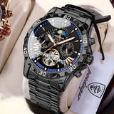 POEDAGAR Luxury Men Watch Luminous Waterproof Hollow Tourbillon Male Clock Week Date Business Automatic Mechanical Men's Watches