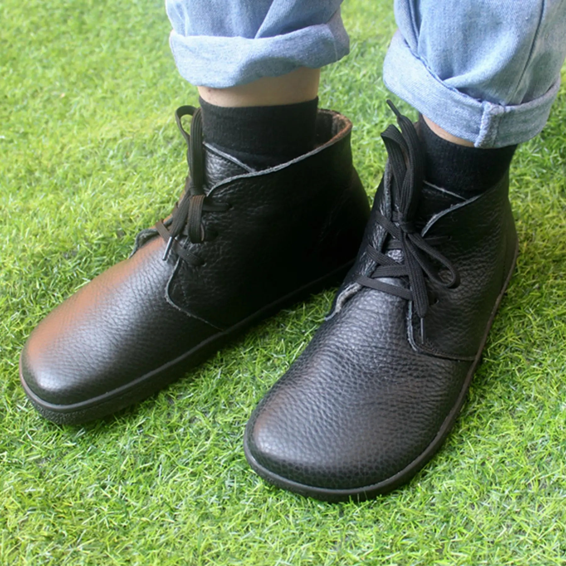 Barefoot Leather Boots with Wool Lining