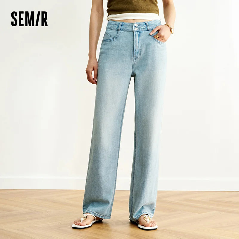 Women's Soft Denim Mid-Rise Wide-Leg Jeans