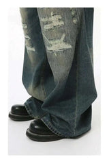 Men's Distressed Wide-Leg Jeans